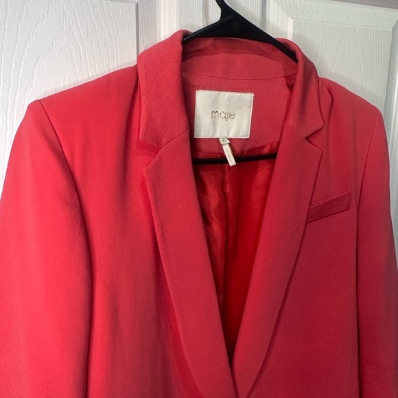 MAJE Paris Pink Zip Pocket Blazer With Gold Accents Size 38 (US 6) - Picture 6 of 8